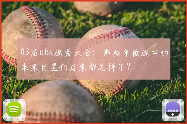 03届nba选秀大会：那些年被选中的未来巨星们后来都怎样了？